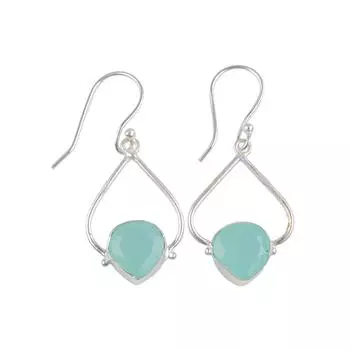 Rare Aqua Chalcedony Gemstone 925 Sterling Silver Handmade Jewelry Earrings1.80 EE-33-14