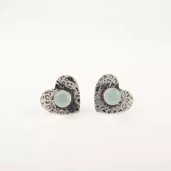 Rare Aqua Chalcedony Gemstone 925 Sterling Silver Jewelry Push Back Studs 0.6 EE-143-17