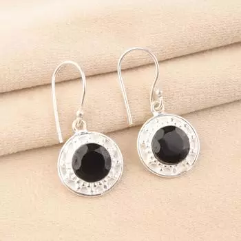 Rare Black Onyx 925 Sterling Silver Earrings, Handmade Jewelry For Women s 1.5 EE-153-18