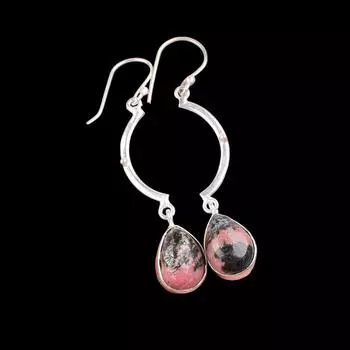 Rare Black Rhodonite Gemstone 925 Sterling Silver Jewelry Handmade Earrings2.60 EE-43-27