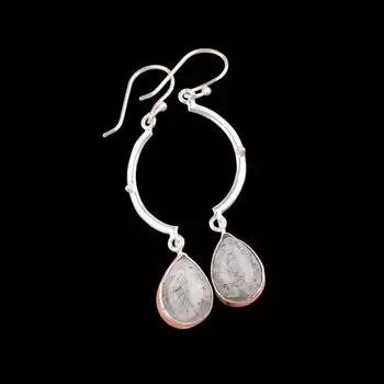 Rare Black Rutile Gemstone 925 Sterling Silver Jewelry Handmade Earrings 2.60 EE-43-23