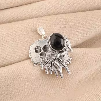 Rare Black Tourmaline Gemstone 925 Stamped Silver Artisan Jewelry Pendant 1.49 CP-28-24