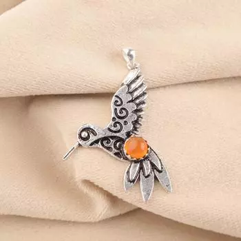 Rare Carnelian Gemstone 925 Sterling Silver Jewelry July Birthstone Pendant 1.8 CP-20-25