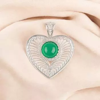 Rare Green Onyx Gemstone 925 Sterling Silver Jewelry Handmade Boho Pendant 1.4 CP-15-29