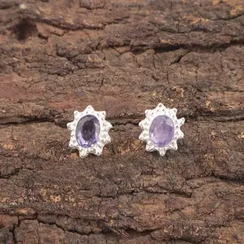 Rare Iolite Gemstone 925 Sterling Silver Handmade Jewelry Stud Earrings 0.54 EE-151-13