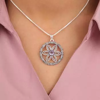 Rare Iolite Gemstone 925 Sterling Silver Jewelry Handcrafted Round Pendant 1.48 CP-29-2