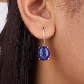 Rare Lapis Lazuli Gemstone 925 Sterling Silver Jewelry Handmade Earrings 1.05 EE-173-32
