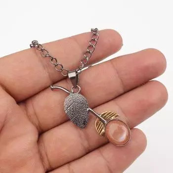 Rare Peach Moonstone Pendant 925 Solid Silver Gemstone Jewelry Tow Tone Pendant PP-55-21