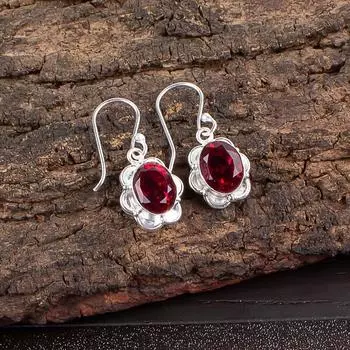 Rare Pink Rubellite Gemstone 925 Sterling Silver Jewelry Handmade Earrings 1.30 EE-11-10