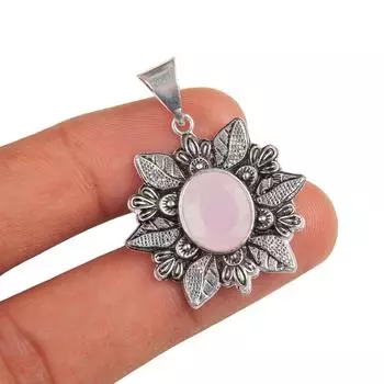 Rare Rose Chalcedony Gemstone 925 Sterling Silver Jewelry Handmade Pendant 1.59 CP-14-7