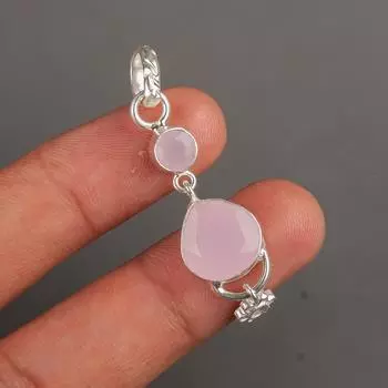 Rare Rose Chalcedony Gemstone 925 Sterling Silver Jewelry Handmade Pendant 2.00 PP-5-16