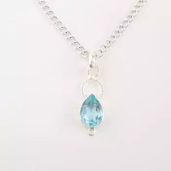 Rare Sky Blue Topaz Gemstone 925 Sterling Silver Jewelry Handmade Pendant 1.40 PP-12-2