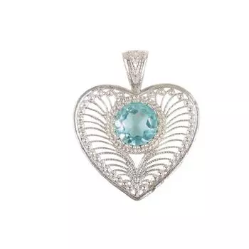 Rare Sky Blue Topaz Gemstone Handmade 925 Sterling Silver Jewelry Pendant 1.4 CP-15-12
