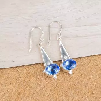 Rare Tanzanite Gemstone 925 Sterling Silver Handmade Drop/Dangle Earrings 1.80 EE-50-8