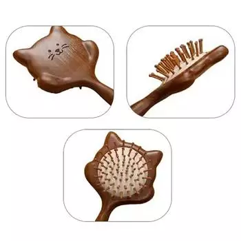 Расческа для детей с воздушными подушками для котят из сандалового дерева, расческа для головы кошки с воздушными подушками, гладкая шерсть, антистатическая бытовая расческа для волос коричневый