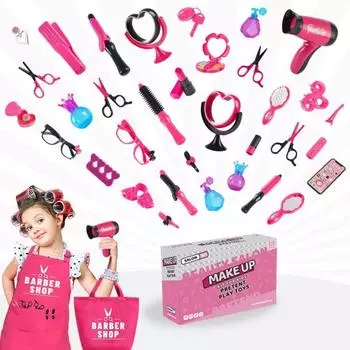 Расческа для девочек, ролевые игры, игрушки, фартук, косметическая ручка, коробка, детский набор косметики, детские подарки a
