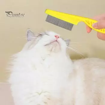 Расческа для домашних вшей из нержавеющей стали, узкие гладкие зубцы, подвесное отверстие, щетка для ухода за домашними животными, массажная расческа для собак, кошек и волос S зелёный