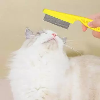 Расческа для домашних вшей Yousheng из нержавеющей стали с узкими гладкими зубьями, подвесное отверстие, щетка для ухода за домашними животными, массажная расческа для собак, кошек и волос S розовый