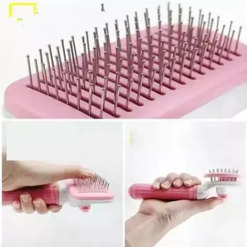 Расческа для домашних животных 1 шт., принадлежности для ухода за кошками и собаками, спрей для устранения линьки, массажная расческа, очищающая липкую шерсть, щетка для кошек и собак с квадратной головкой синий