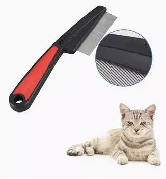 Расческа для домашних животных 1 шт., щетка для ухода за кошками и собаками, чистка, массаж, расческа для удаления пуха, игольчатая расческа из нержавеющей стали, принадлежности для завязывания узлов у животных чёрный
