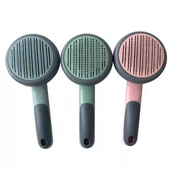 Расческа для домашних животных 1 шт., щетка для ухода за кошкой и собакой, очищающая, удаляющая пух, массажная, расческа для предотвращения линьки, густые зубцы, самоочищающаяся игла синий