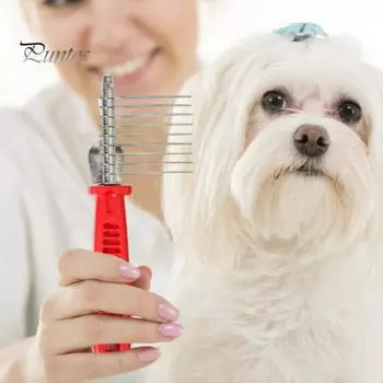 Расческа для домашних животных из нержавеющей стали, грабли для ухода за домашними животными, расческа для нежных собак, кошек, щетка для удаления волос, инструмент для домашних животных красный