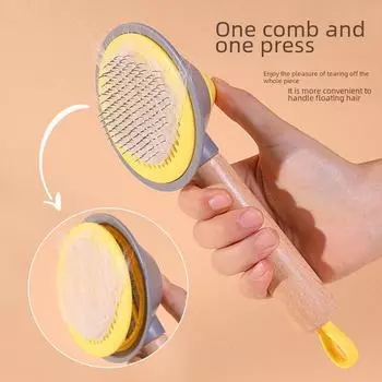 Расческа для домашних животных с иглами: Мягкая, антистатическая расческа с деревянной ручкой для кошек и собак — удаляет выпавшую шерсть, не повреждая кожу. Length 19cm*Width 9cm*Height 4.5cm