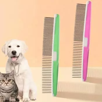 Расческа для домашних животных с открытым узлом, расческа для собак и кошек из нержавеющей стали, двухрядная расческа с зубьями, профессиональные расчески, инструменты для ухода за домашними животными розовый