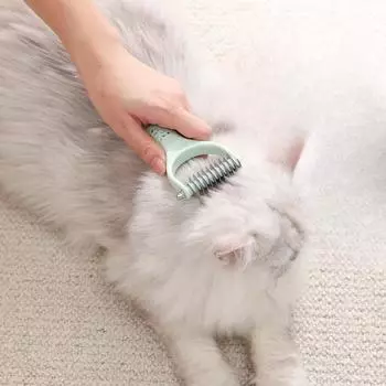 Расческа для домашних животных с открытым узлом, двухсторонняя расческа для собак и кошек, расческа-грабли для собак, щетка для удаления шерсти, портативная расческа для домашних животных 17x7.3cm синий