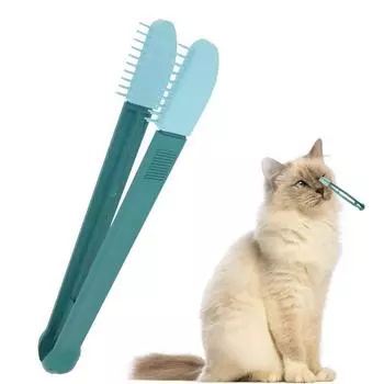 Расческа для домашних животных, щетка от слезоточивых пятен, ручная протирка для кошачьих глаз, протирание глаз, щетка для очистки какашек, многоразовая конструкция с пряжкой для аксессуаров для кошек синий