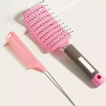 Расческа для головы Креативная безопасная компактная массажная расческа с ручкой-лопаткой Щетка для волос Расческа для распутывания волос Расческа для кожи головы для унисекс розовый