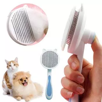 Расческа для кошачьей шерсти, самоочищающаяся щетка для домашних животных, удобная для кожи массажная расческа для домашних животных, инструмент для ухода за кошками, щетка для удаления шерсти домашних животных розовый