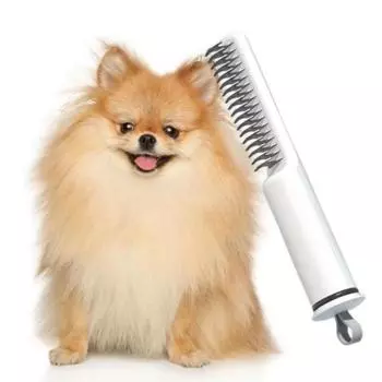 Расческа для кошек из нержавеющей стали с открытым узлом и круглой ручкой, плавающая расческа для линьки белый