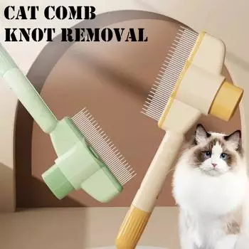 Расческа для кошек, удаление узелков, плавающие волосы, артефакт, длинные волосы, самоочищающийся ряд для домашних животных, расчески для собак и кошек, принадлежности для ухода, удаление блох зелёный