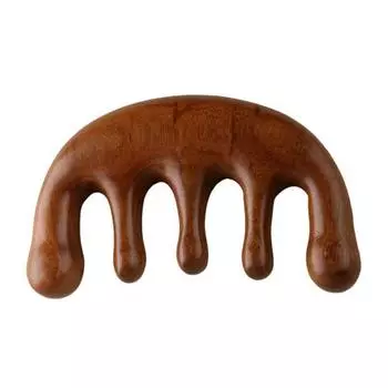 Расческа для массажа кожи головы из сандалового дерева, многофункциональная меридианная расческа, деревянная с широкими зубьями, массажер для лица, головы и тела A