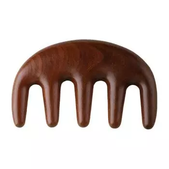 Расческа для массажа кожи головы из сандалового дерева, многофункциональная меридианная расческа, деревянная расческа с широкими зубьями, массажер для лица, головы, тела, инструмент для гуаша, скрабер B