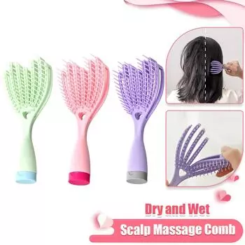 Расческа для массажа кожи головы, расчески на воздушной подушке с широкими зубцами, женская пушистая салонная расческа для моделирования сухой и влажной полой расчески, парикмахерская щетка для волос зелёный
