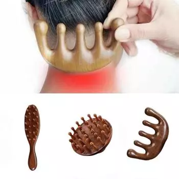 Расческа для массажа меридианов кровообращения Расческа для расслабления кожи головы Расческа для волос из сандалового дерева для девочек Five Teeth