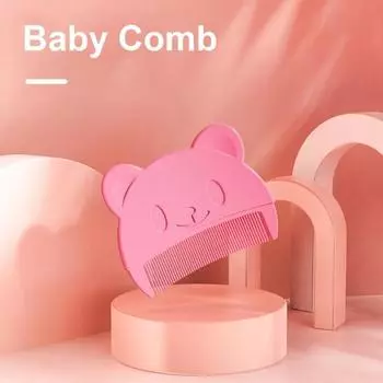 Расческа для младенцев с рисунком медведя из мультфильма Yousheng, портативная, с мелкими зубьями, для снятия колыбели, эргономичная, из пищевого пластика, для младенцев, новорожденных мальчиков и девочек, для чистки головы зелёный