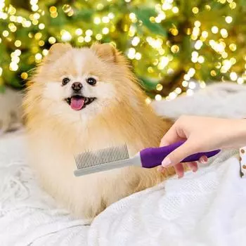 Расческа для распутывания шерсти собак и кошек с зубцами из нержавеющей стали, эргономичная ручка, универсальный инструмент для ухода A