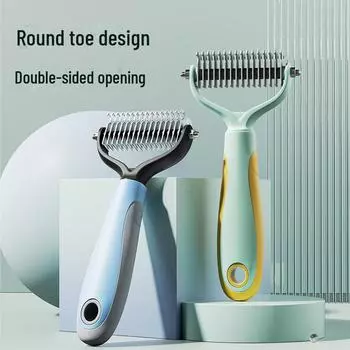 Расческа для распутывания шерсти у кошек и собак - большая стальная расческа для удаления выпавшей шерсти и чистки Trumpet жёлтый