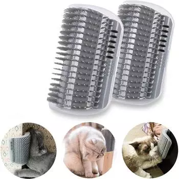 Расческа для самостоятельного вычесывания кошек, настенная угловая щетка с кошачьей мятой, 2 шт. Мягкая расческа для самостоятельного вычесывания кошек, массажные расчески для длинной и короткой шерсти кошек и котят
