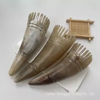 Расческа для шампуня из бычьего рога: Треугольный инструмент для массажа головы и акупунктурной терапии Long 13-17cm