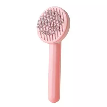 Расческа для шерсти домашних животных, самоочищающаяся, массажная, для удаления шерсти, щетка для ухода за кошками, товары для кошек и котят розовый