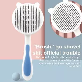 Расческа для шерсти кошек, самоочищающаяся щетка для домашних животных, приятная для кожи, массажная расческа для линьки, уход за кошками розовый