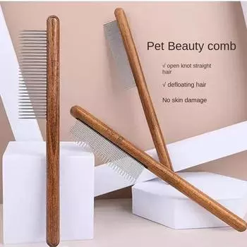 Расческа для собак из нержавеющей стали для удаления шерсти домашних животных с деревянной ручкой для домашних животных, аксессуары для собак, твердые инструменты для чистки щенков, щетка для груминга, дом
