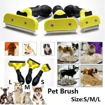 Расческа для собак/кошек, расческа для удаления волос, нож для расчесывания, щетка для удаления шерсти домашних кошек, чистящие средства для домашних животных S жёлтый