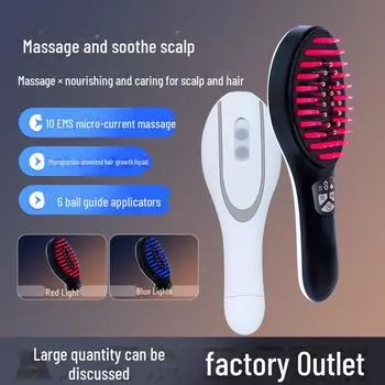 Расческа для светотерапии красным светом : Электрический массажер для кожи головы и распылитель для роста волос Atomization Applicator Comb белый/чёрный