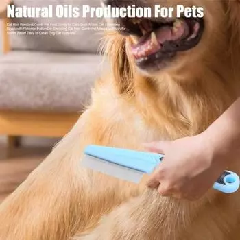 Расческа для удаления блох и шерсти домашних животных, щетка для ухода за кошками с кнопкой фиксатора чёрный