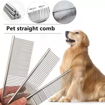 Расческа для удаления шерсти - расческа для ухода за домашними животными из нержавеющей стали, для собак и кошек малого и среднего размера, для удаления спутанного подшерстка, расческа для собак XS 16 x 3CM
